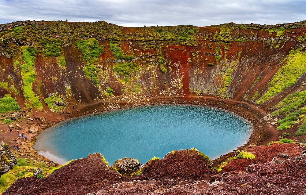 Red green Kerio Volcano Crater blue Lake Golden Falls Golden Circle-Iceland  art print by William Perry for $57.95 CAD